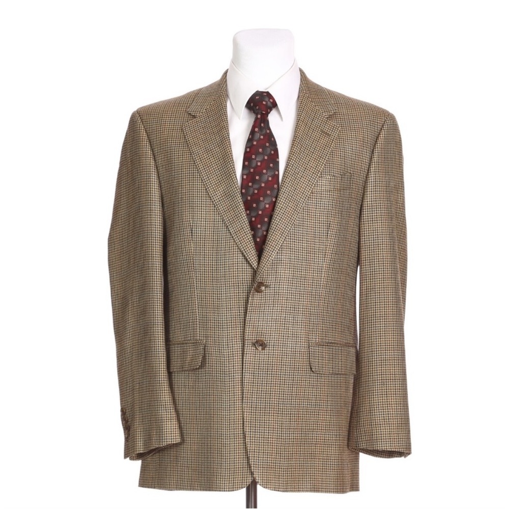 Chaps 100% Silk‎ 2 Button Houndstooth Sport Coat Size 46L